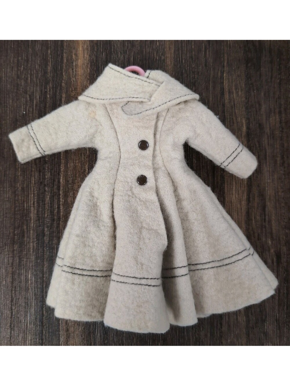Vintage 1958 Vogue Jill Doll Beige Felt Shawl Collared Coat #3375